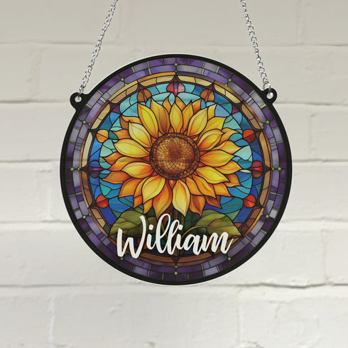 Sunflower Personalised Stained Glass Effect Suncatcher